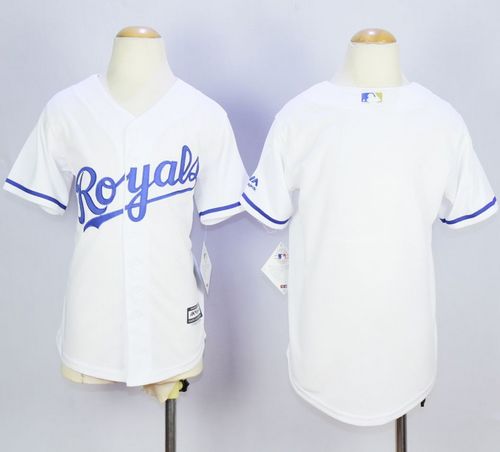 Royals Blank White Cool Base Stitched Youth MLB Jersey - Click Image to Close